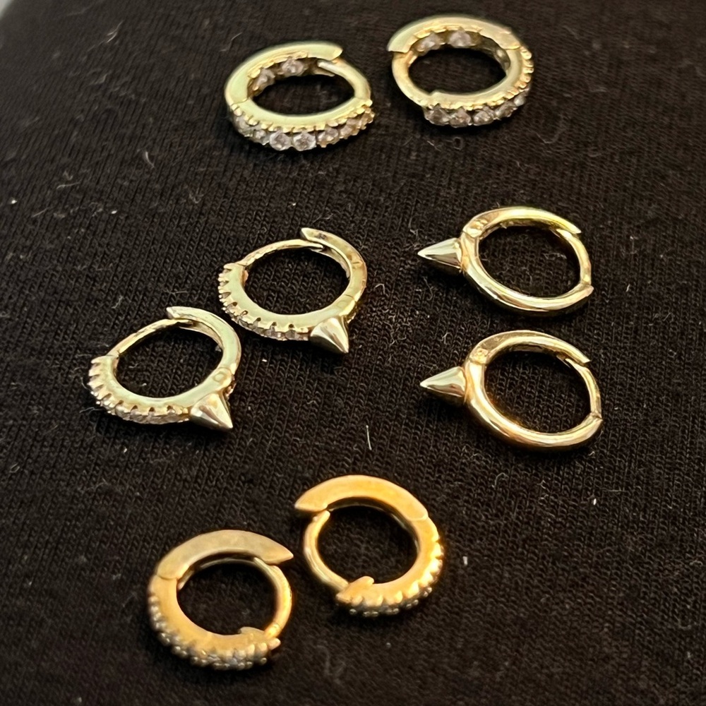 Set of four small huggie hoops